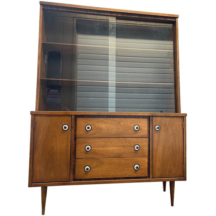 Vintage Mid Century Modern Hutch Or Buffet with Display Cabinet (Available by Online Purchase Only)