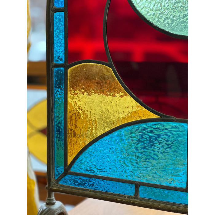 Vintage Stained Glass Decorative Fireplace Cover
