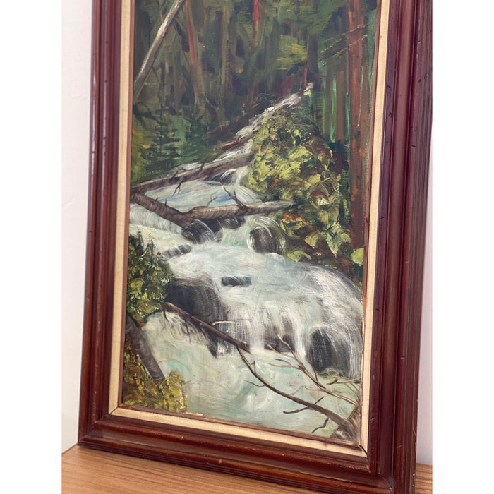 1970 Landscape Water Fall Oil Painting on Canvas by Corch Obell