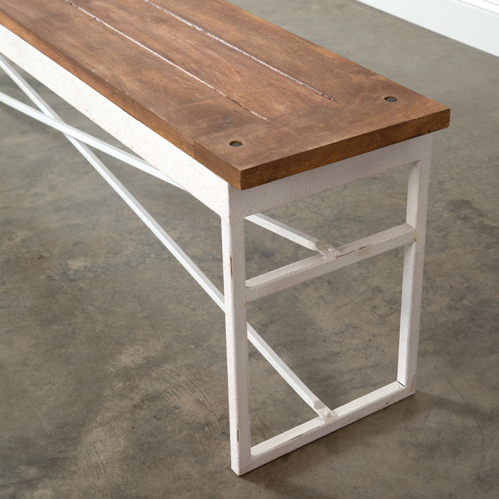 Rustic Farmhouse Wood Top Bench