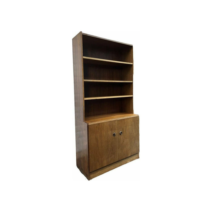 Vintage Mid Century Modern 2 Piece Walnut Hutch Or Record Cabinet Credenza From Belgium (Available by Online Purchase Only)