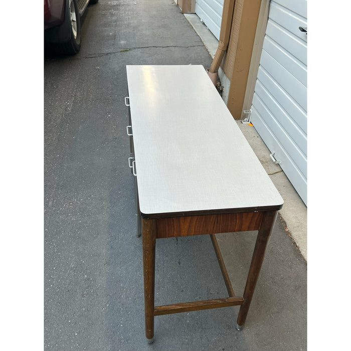 Vintage Raymond Loewy Mid Century Modern Industrial walnut Aluminum writing Desk (Available by Online Purchase Only)