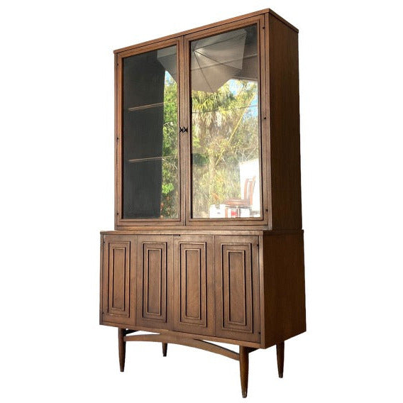 Vintage Mid Century Modern Broyhill Sculptra 2-Piece China Hutch or Record Cabinet Credenza (Available by Online Purchase Only)
