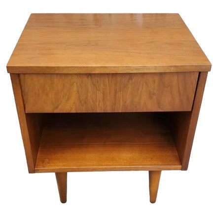 Vintage Mid Century Modern Walnut 1 Drawer Side Table Stand