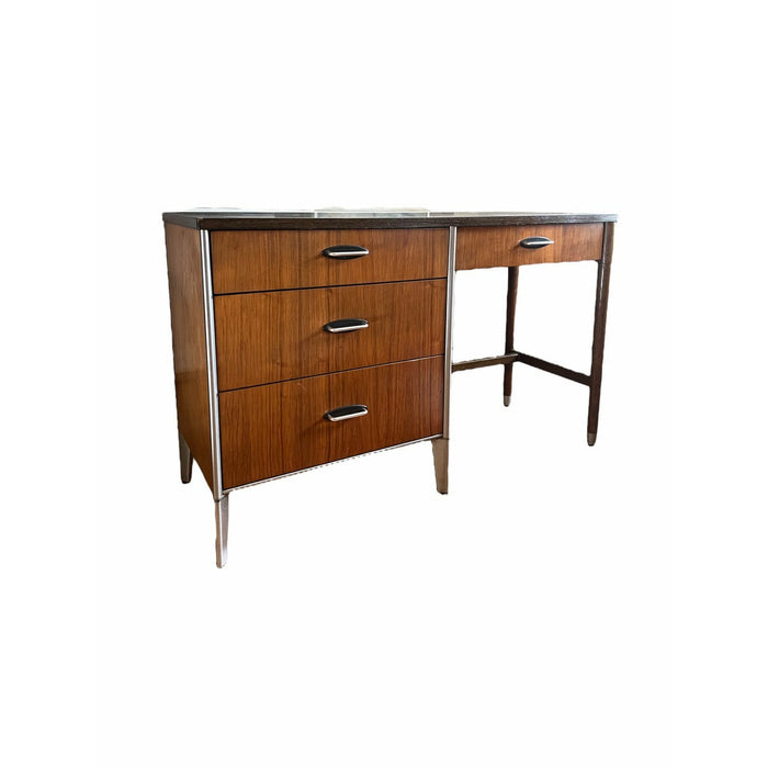Vintage Raymond Loewy Mid Century Modern Industrial walnut Aluminum writing Desk (Available by Online Purchase Only)