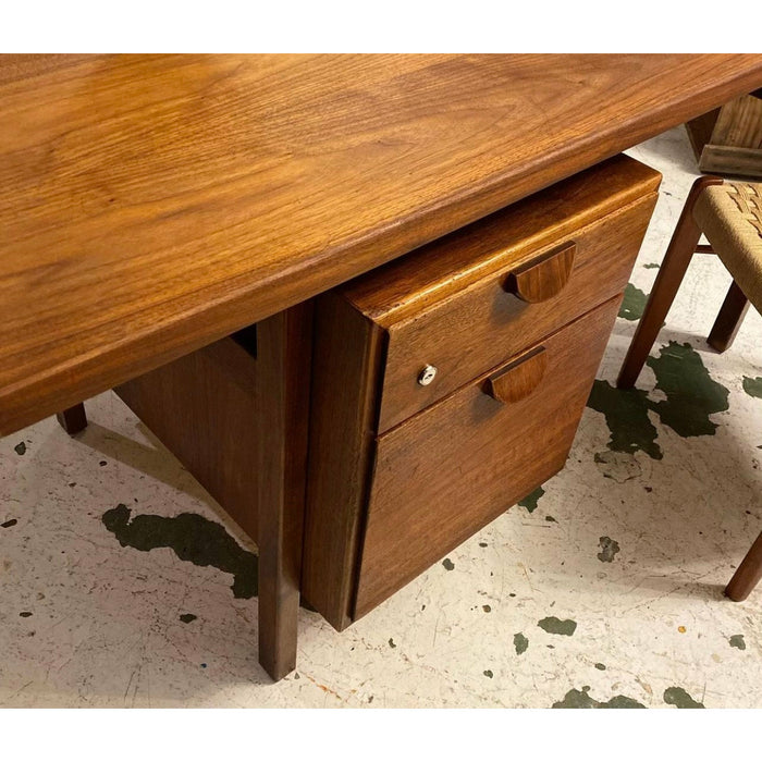 Fantastic Vintage Mid Century Modern Executive Walnut Asymmetric Desk By Jens Risom (Available for Online Purchase Only)