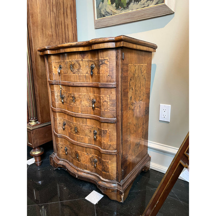 Antique 1850s Italian Baroque Walnut Burl Wood Foyer Or Living Room Side End-table Set (Available for Online Purchase Only)