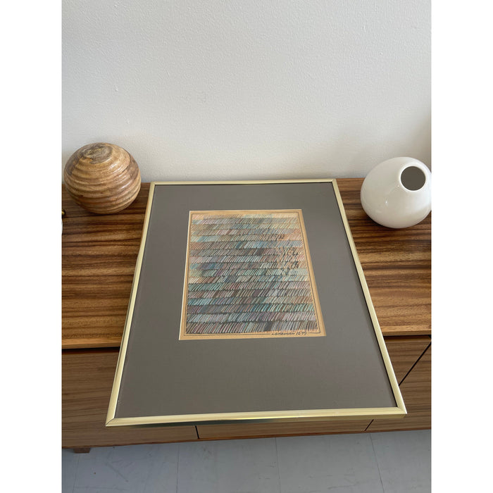 Vintage Signed Framed Art 1979 Abstract Nice Stones on this Colorful yet Muted Artwork