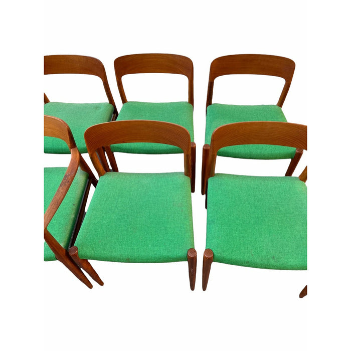 Vintage Danish Mid Century Modern Dining Chairs by NO Moller for JL Moller Stamped Set of 6 (Available for Online Purchase Only)