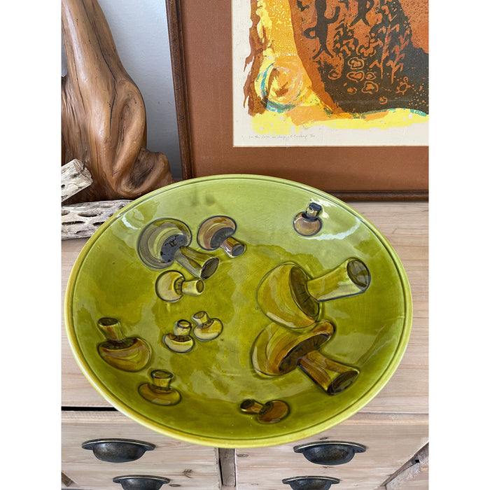 Vintage Plate with Mushroom Design with Interesting Glaze