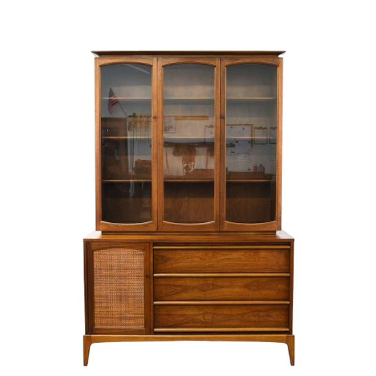 Vintage Mid Century Modern Walnut 2 Piece Credenza Hutch ( Available by Online Purchase Only)