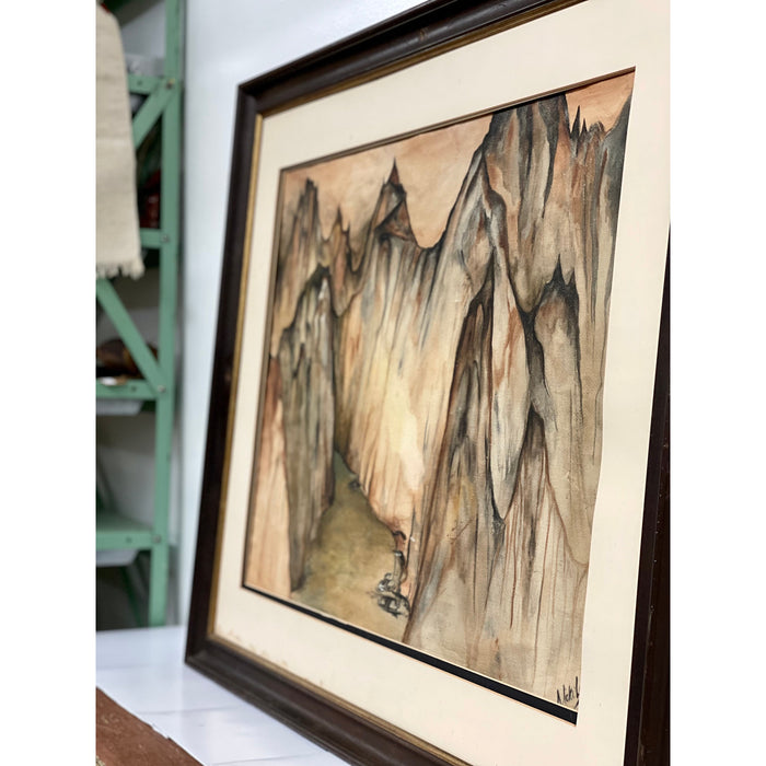 Nicki Looney Canyon Watercolor Painting, Framed