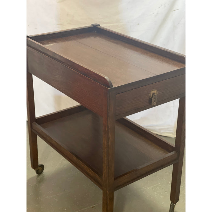 Vintage Arts And Crafts Mission Style Cart Table with Casters possibly Oak