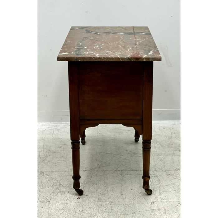 Antique Early 20th Century Vintage English Walnut Buffet Cabinet With Casters