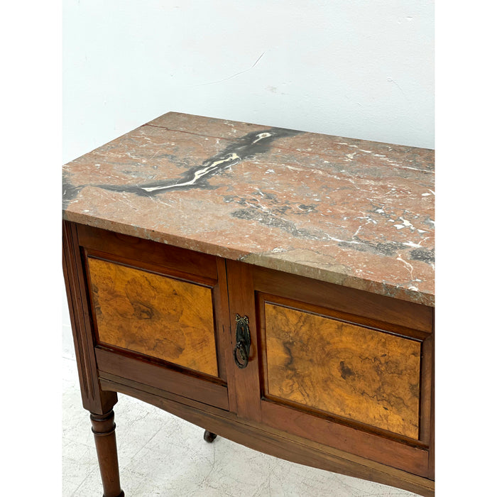 Antique Early 20th Century Vintage English Walnut Buffet Cabinet With Casters