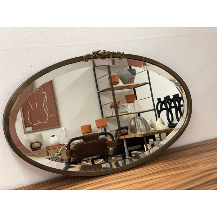 Antique Metal Oval Wall Mirror