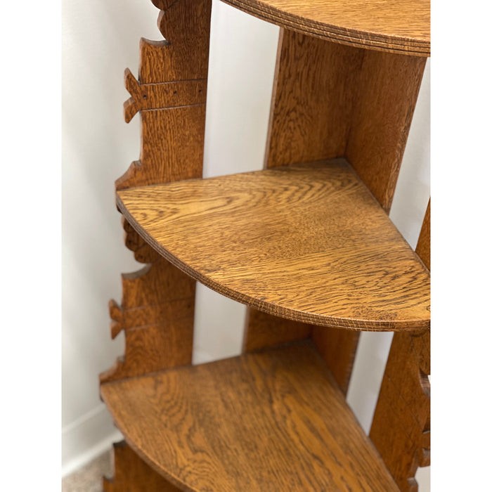 Antique Style Corner Bookshelf Fixed Shelves