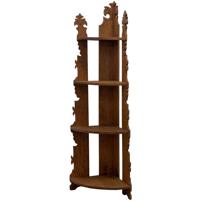 Antique Style Corner Bookshelf Fixed Shelves