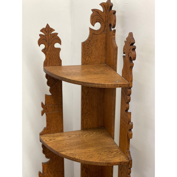 Antique Style Corner Bookshelf Fixed Shelves