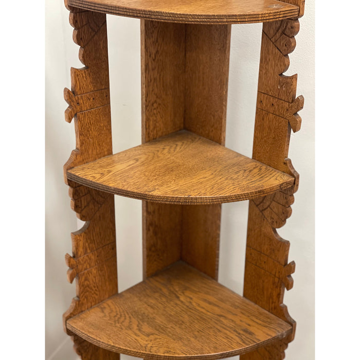 Antique Style Corner Bookshelf Fixed Shelves