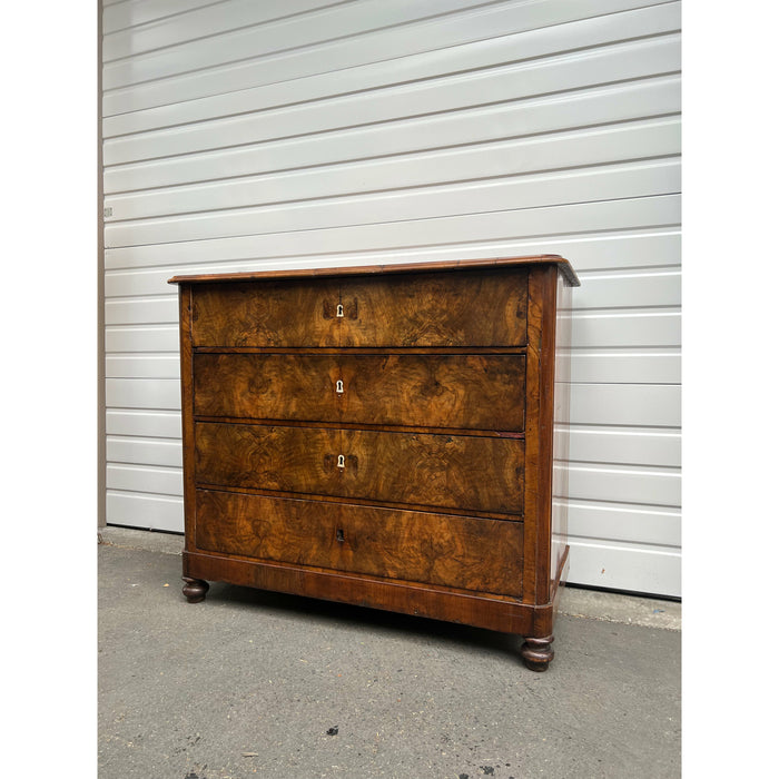 Antique 19th Century Dresser or Commode with Walnut and Burl Veneer in Style of Biedermeier Furniture (Available for Online Purchase Only)