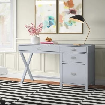 Brand New Mid Campaign Inspired Desk with Storage Drawers Table