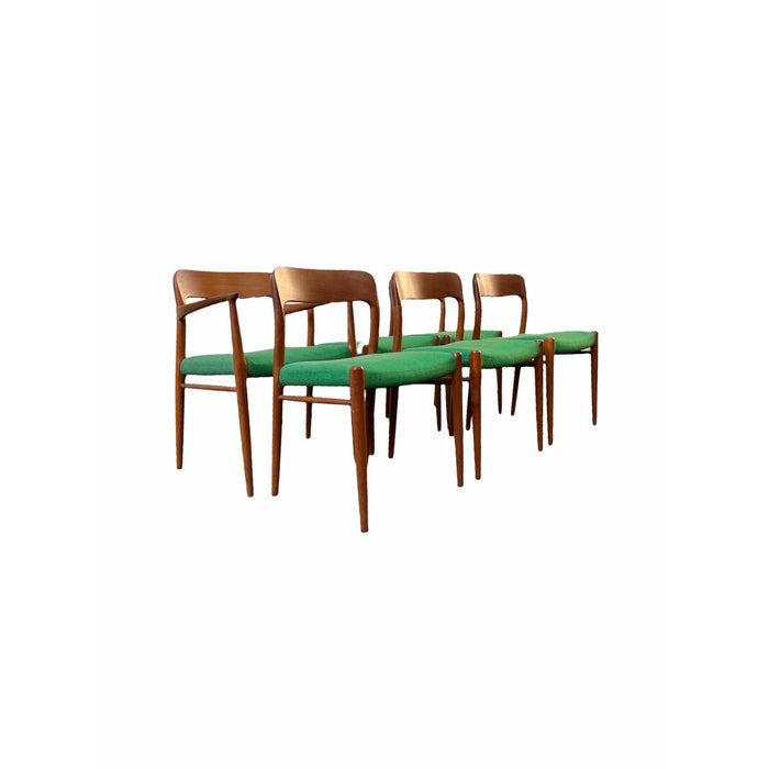 Vintage Danish Mid Century Modern Dining Chairs by NO Moller for JL Moller Stamped Set of 6 (Available for Online Purchase Only)
