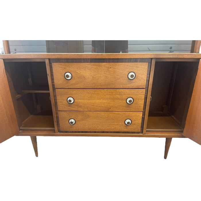 Vintage Mid Century Modern Hutch Or Buffet with Display Cabinet (Available by Online Purchase Only)