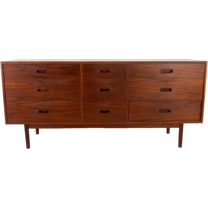 Vintage Mid Century Modern Walnut 9 Drawer Dresser by Jack Cartwright for Founders (Available by online purchase only)
