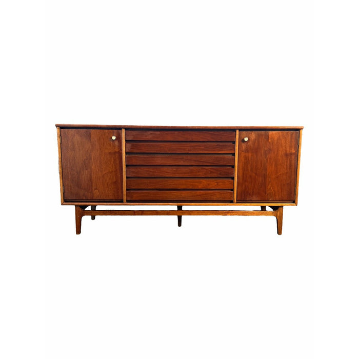 Vintage Stanley Mid Century Modern Credenza Dovetailed Louvered Front Drawers (Available for Online Purchase Only)
