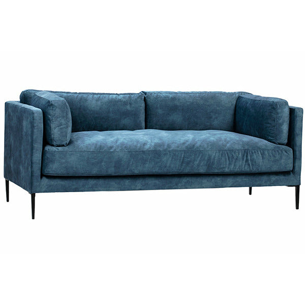 Brand New Modern Sofa/ Couch in Denim Blue Velvet Upholstery Solid Wood Frame