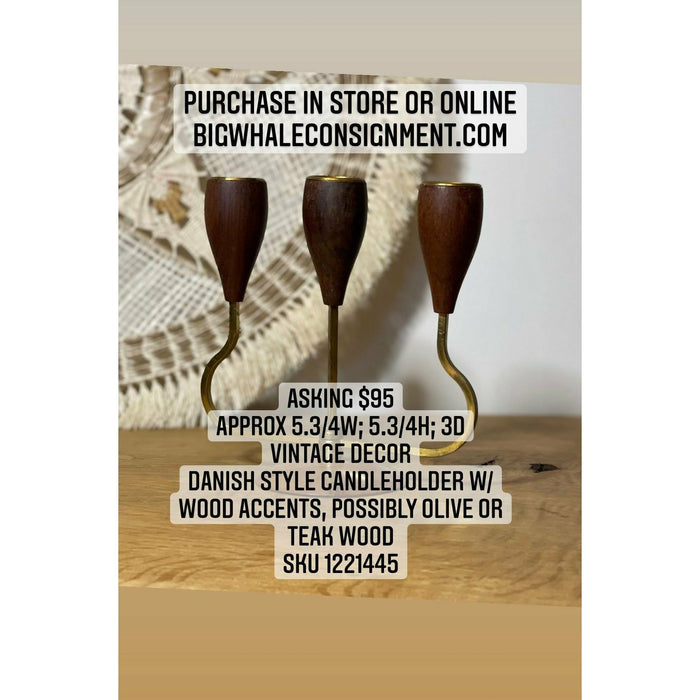 Danish Style Candle Holder With Wood Accents