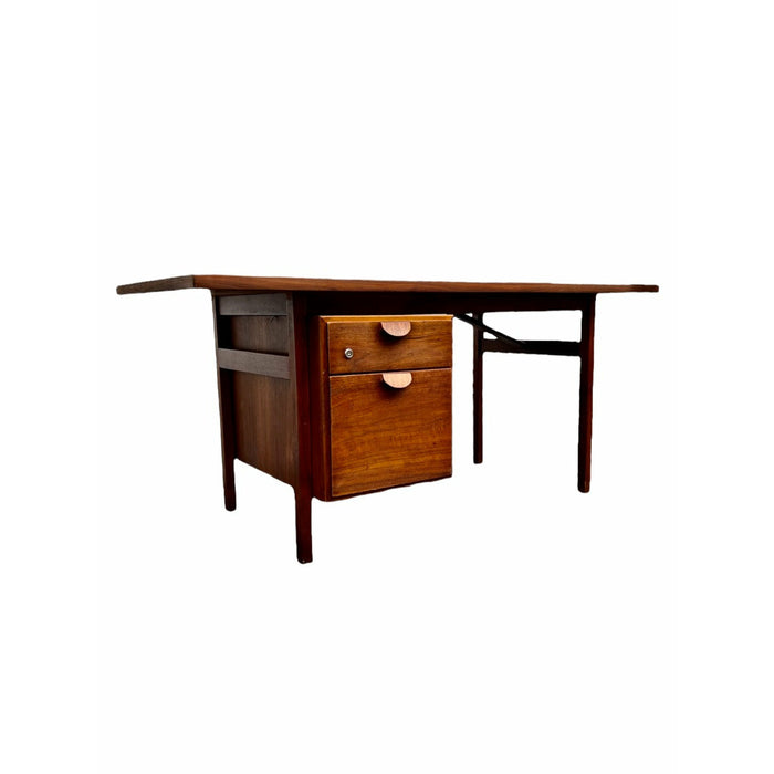 Fantastic Vintage Mid Century Modern Executive Walnut Asymmetric Desk By Jens Risom (Available for Online Purchase Only)