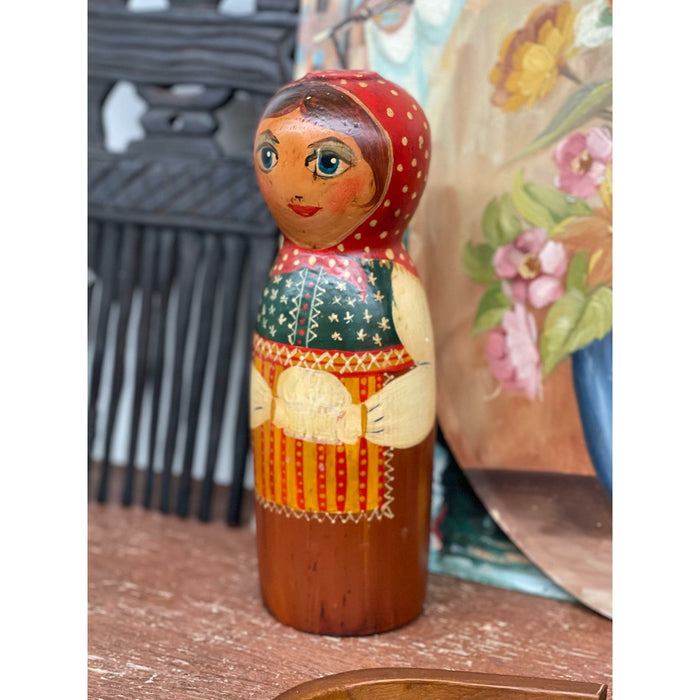 Hand Painted Stamped and Numbered Wood Sculpture