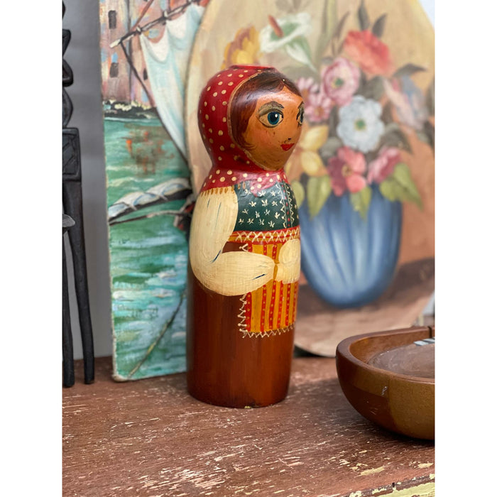 Hand Painted Stamped and Numbered Wood Sculpture