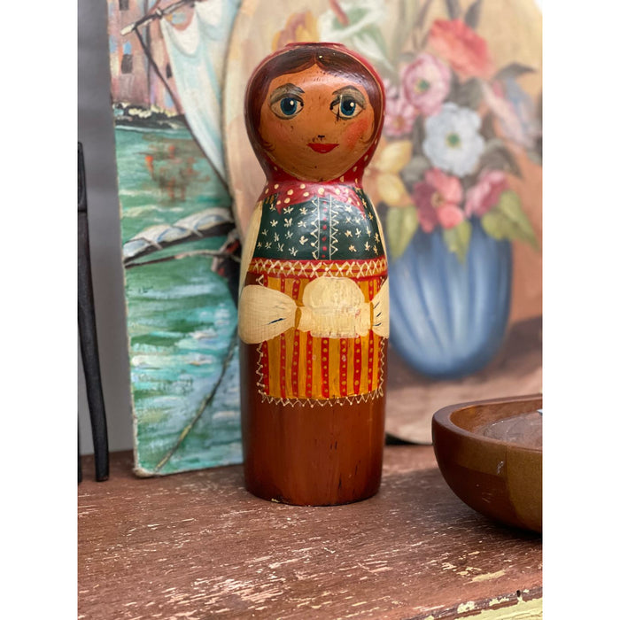 Hand Painted Stamped and Numbered Wood Sculpture