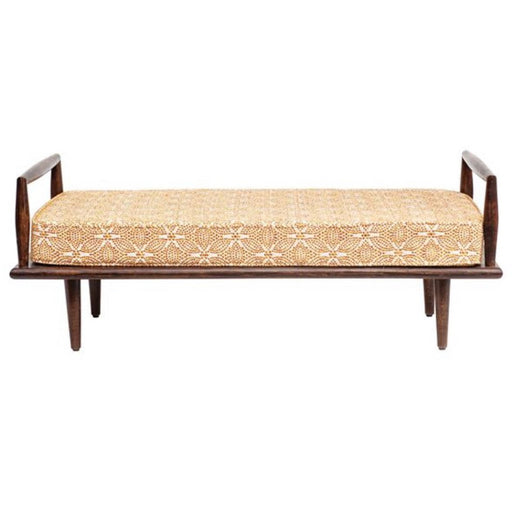 Mango Wood Bench with Pattered Cushion (Available by Online Purchase Only)
