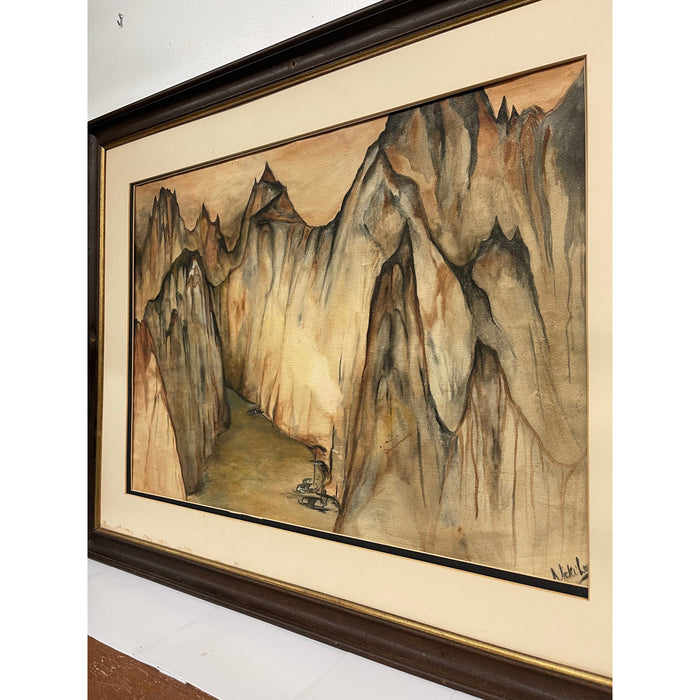 Nicki Looney Canyon Watercolor Painting, Framed