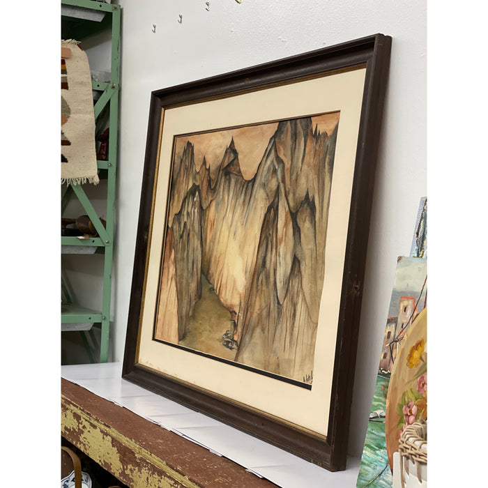 Nicki Looney Canyon Watercolor Painting, Framed