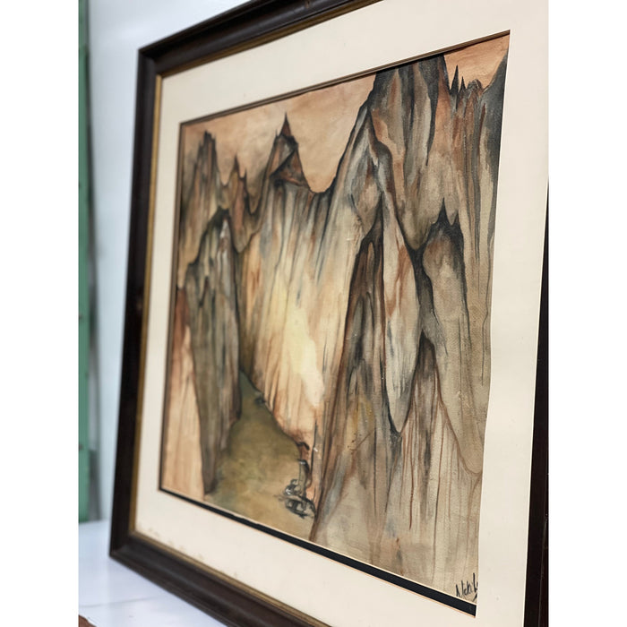 Nicki Looney Canyon Watercolor Painting, Framed