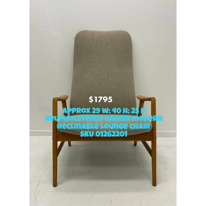 Reupholstered Danish Modern Lounge Chair with Recline (Available for Online Purchase Only)