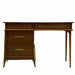 Vintage 1970s Style Retro Mid Century Modern Writing Desk with Cane Detail, Brass Toned Atomic Hardware in the style of Drexel