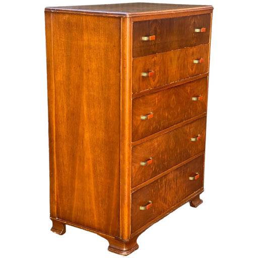 Vintage Art Deco Retro Walnut and Mahogany Burl Wood Dresser Dovetailed Drawers (Available by online purchase only)