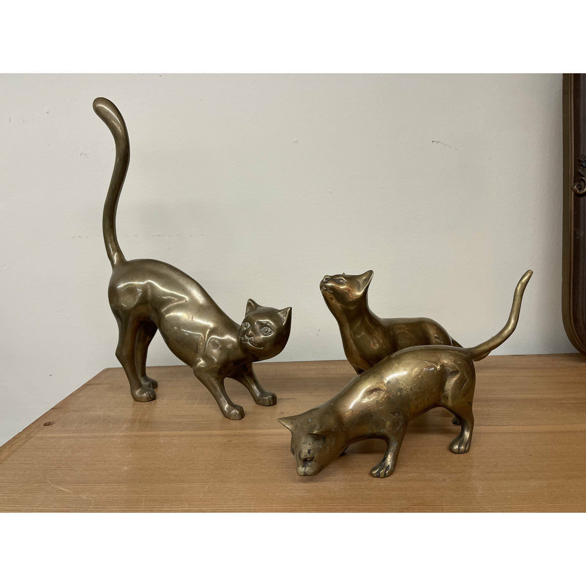 輸入譜Just Brass No. 37 THREE BRASS CATS Vintage Brass Cats Set of 3 — Big Whale Consignment