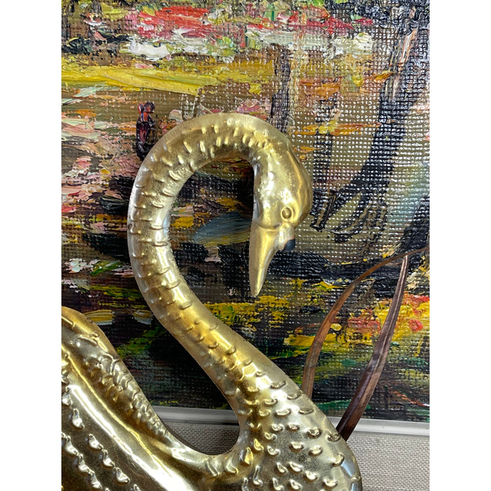 Vintage Brass Swan Wall Decor
