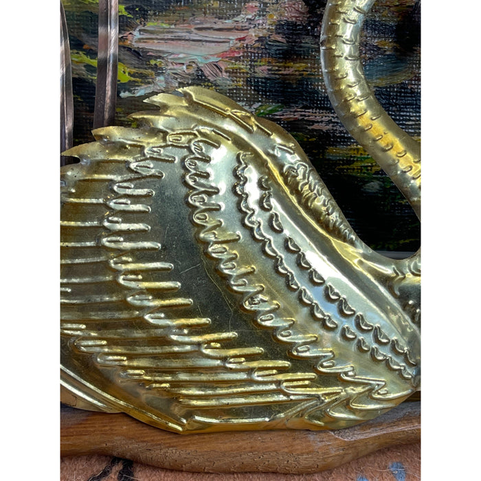 Vintage Brass Swan Wall Decor