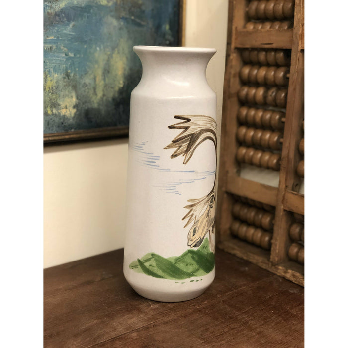 Vintage Ceramic Vase - Eddy Kourishima Original Artist Piece Caribou Reindeer Painted Pottery