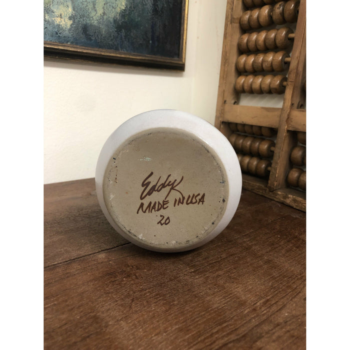 Vintage Ceramic Vase - Eddy Kourishima Original Artist Piece Caribou Reindeer Painted Pottery