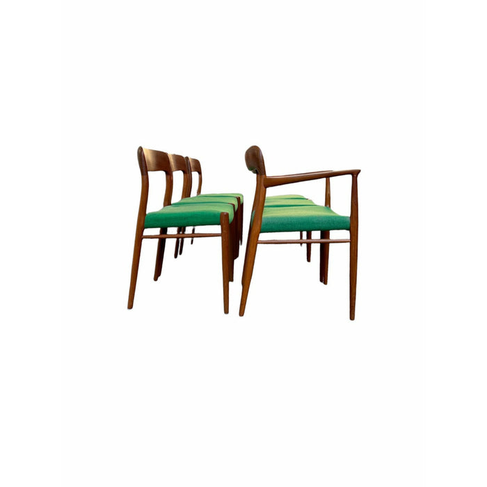 Vintage Danish Mid Century Modern Dining Chairs by NO Moller for JL Moller Stamped Set of 6 (Available for Online Purchase Only)
