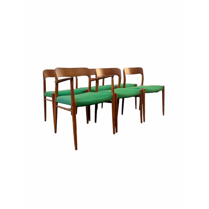 Vintage Danish Mid Century Modern Dining Chairs by NO Moller for JL Moller Stamped Set of 6 (Available for Online Purchase Only)